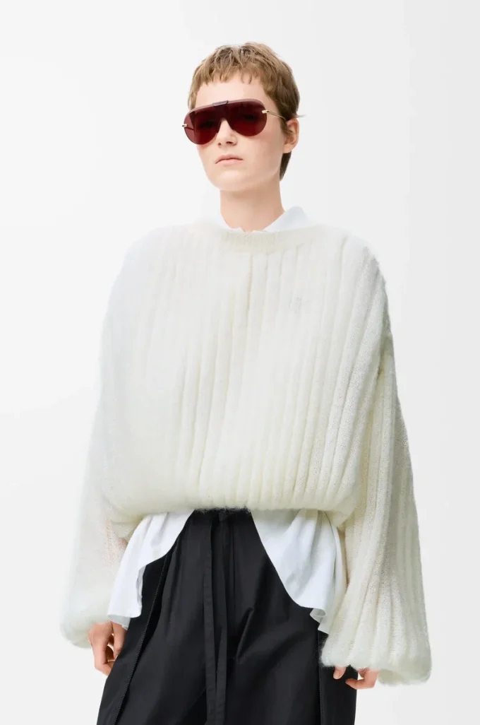 Pullover aus Mohairmischung Weiß