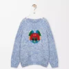 Pullover aus Woll-Mohair-Mischung Blau/Weiß