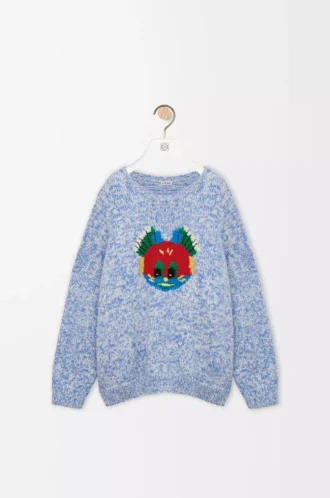 Pullover aus Woll-Mohair-Mischung Blau/Weiß