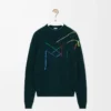 Pullover aus Wolle Dunkelgrün/Mehrfarbig