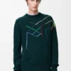 Pullover aus Wolle Dunkelgrün/Mehrfarbig