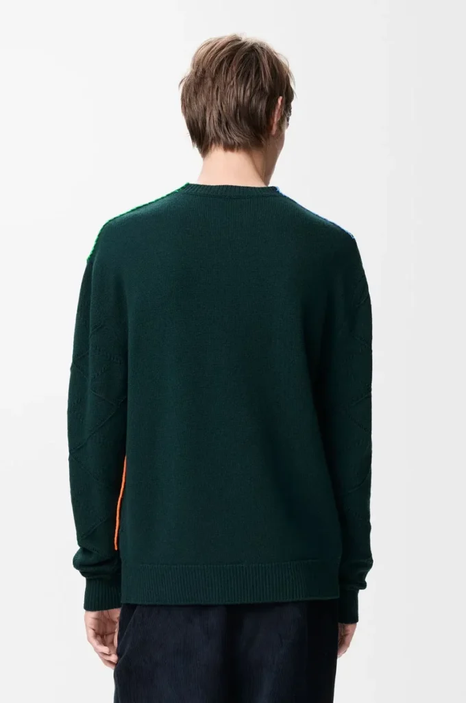 Pullover aus Wolle Dunkelgrün/Mehrfarbig