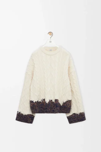 Pullover aus Wolle Ecru/Braun