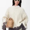 Pullover aus Wolle Ecru/Braun