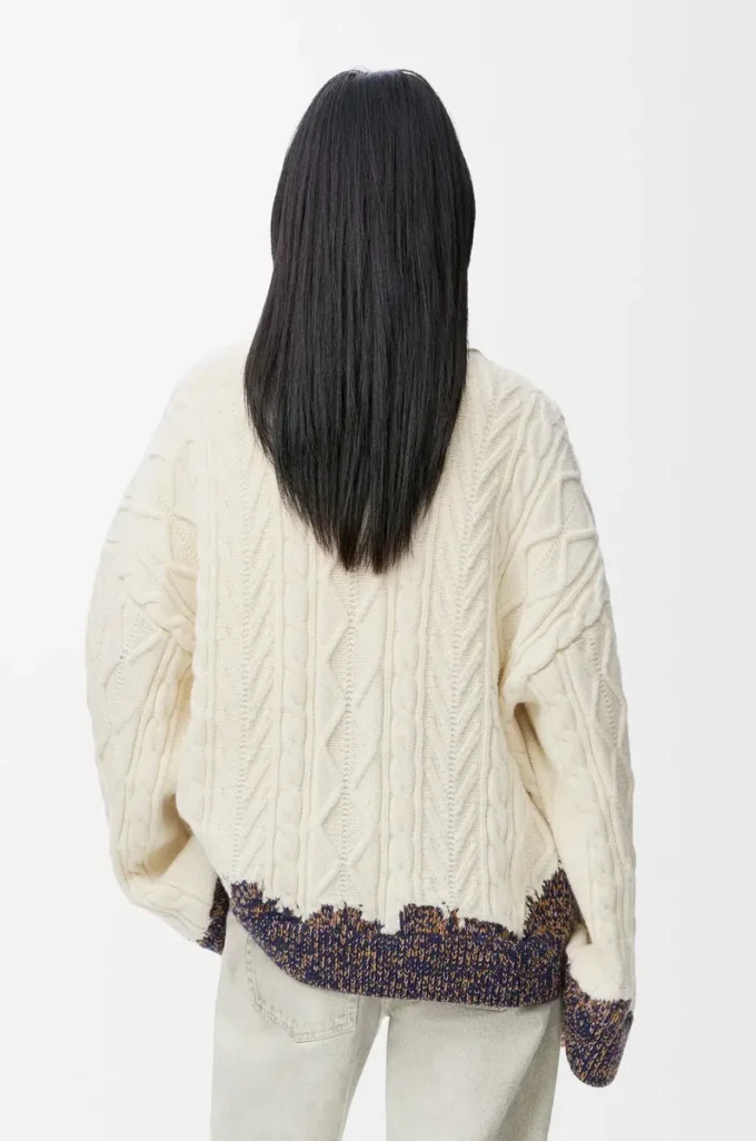 Pullover aus Wolle Ecru/Braun