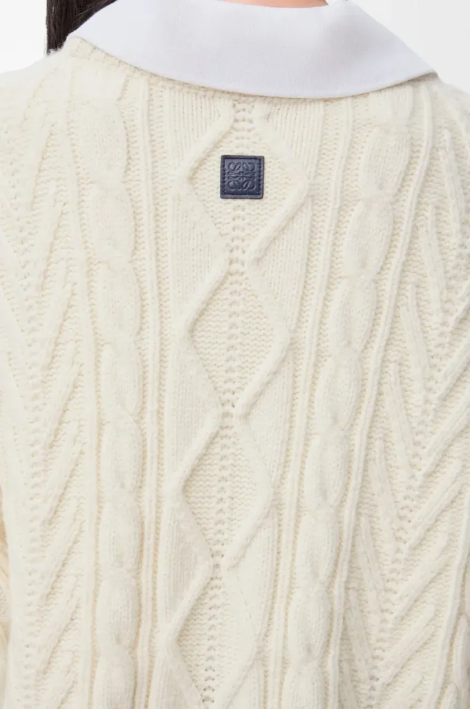 Pullover aus Wolle Ecru/Braun
