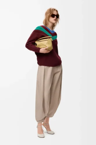 Drapierte Hose aus Baumwolle und Seide Beige