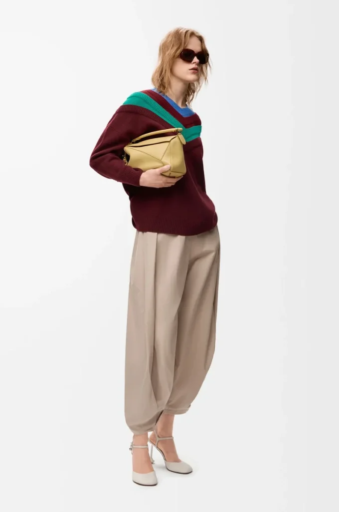 Drapierte Hose aus Baumwolle und Seide Beige