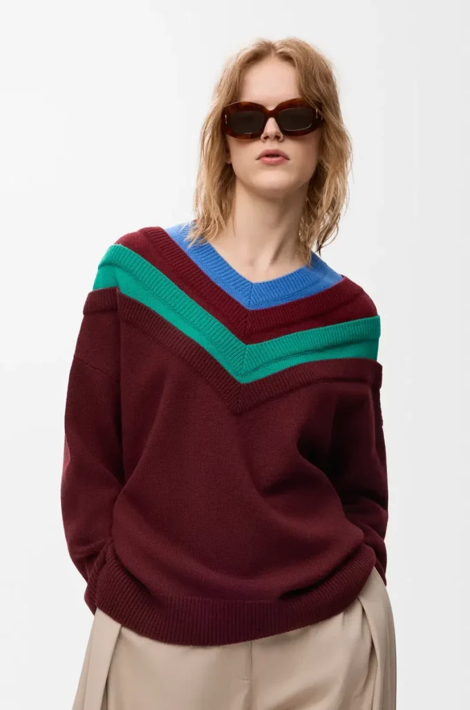 Pullover aus Wolle Grün/Rot/Mehrfarbig