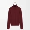 Pullover aus Wolle in Burgunderrot/Orange