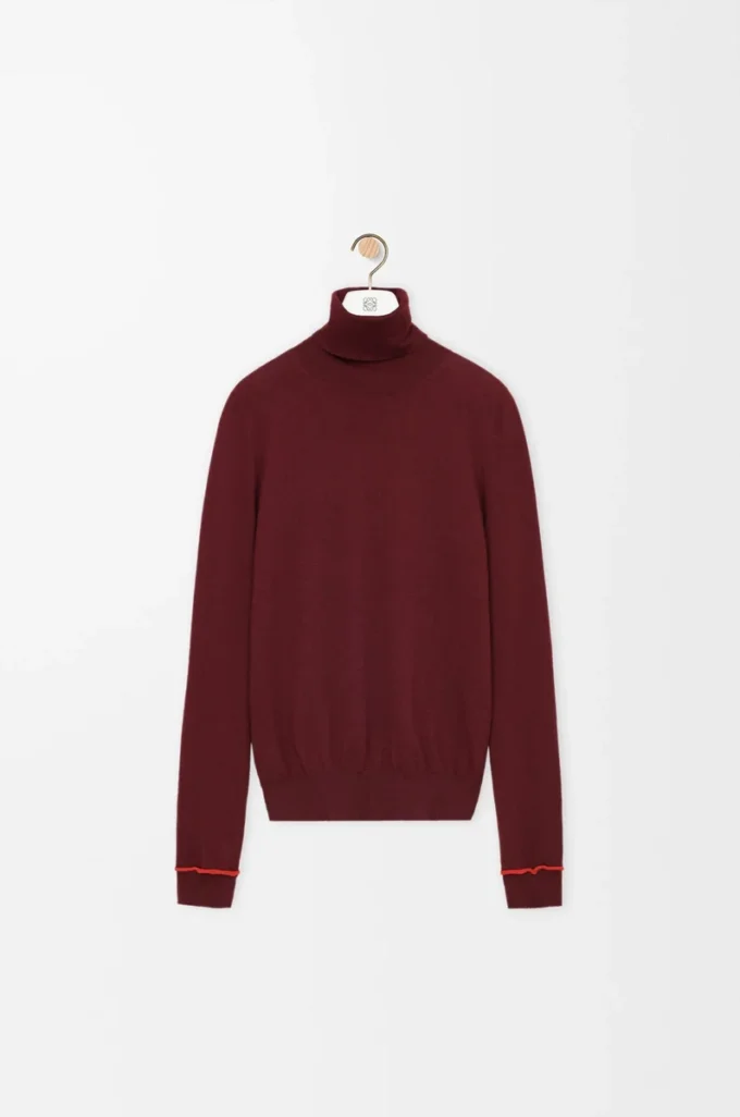 Pullover aus Wolle in Burgunderrot/Orange