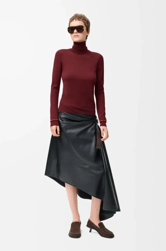 Pullover aus Wolle in Burgunderrot/Orange