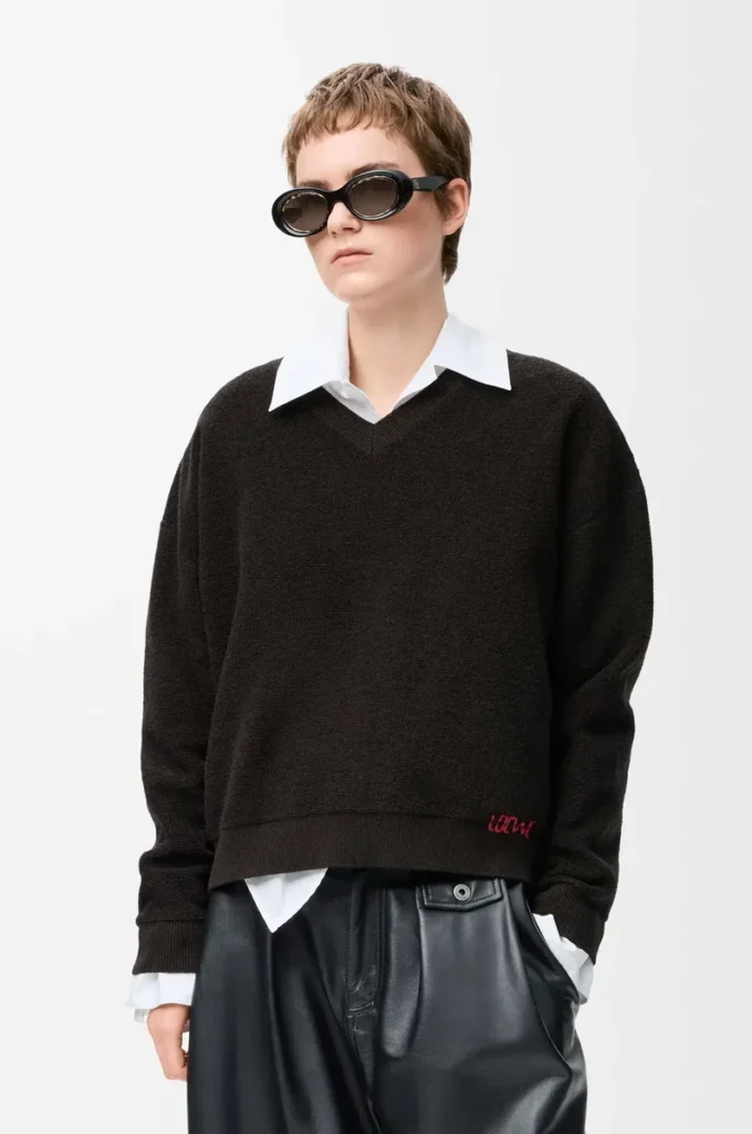 Pullover aus Wolle in Khaki-Grün