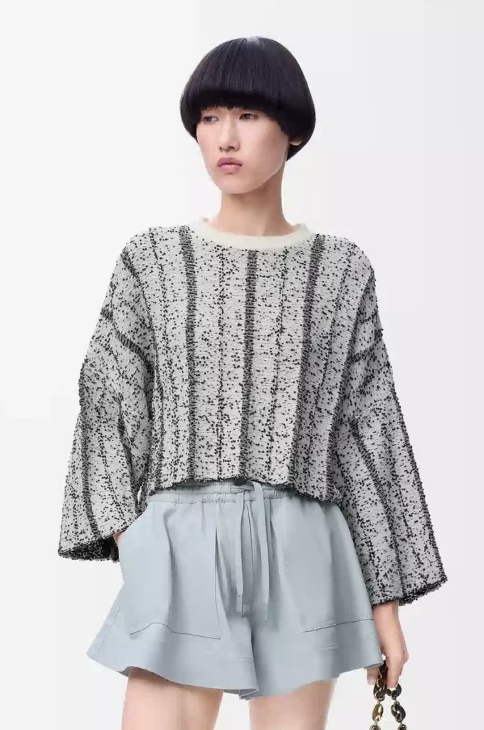 Pullover aus Wolle in Weiß/Schwarz