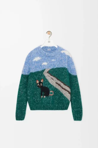 Pullover aus Wolle und Mohair Blau/Mehrfarbig