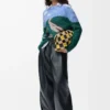 Pullover aus Wolle und Mohair Blau/Mehrfarbig