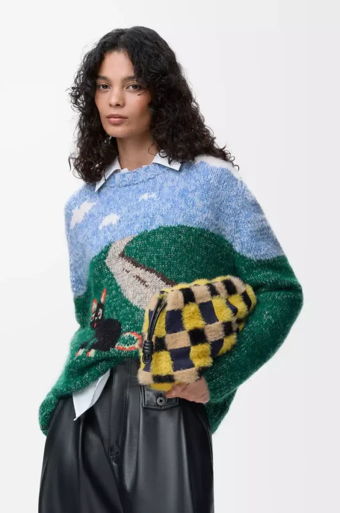 Pullover aus Wolle und Mohair Blau/Mehrfarbig