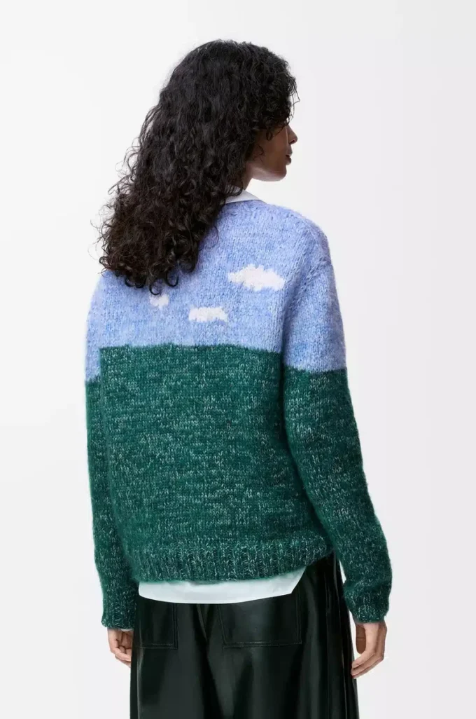 Pullover aus Wolle und Mohair Blau/Mehrfarbig