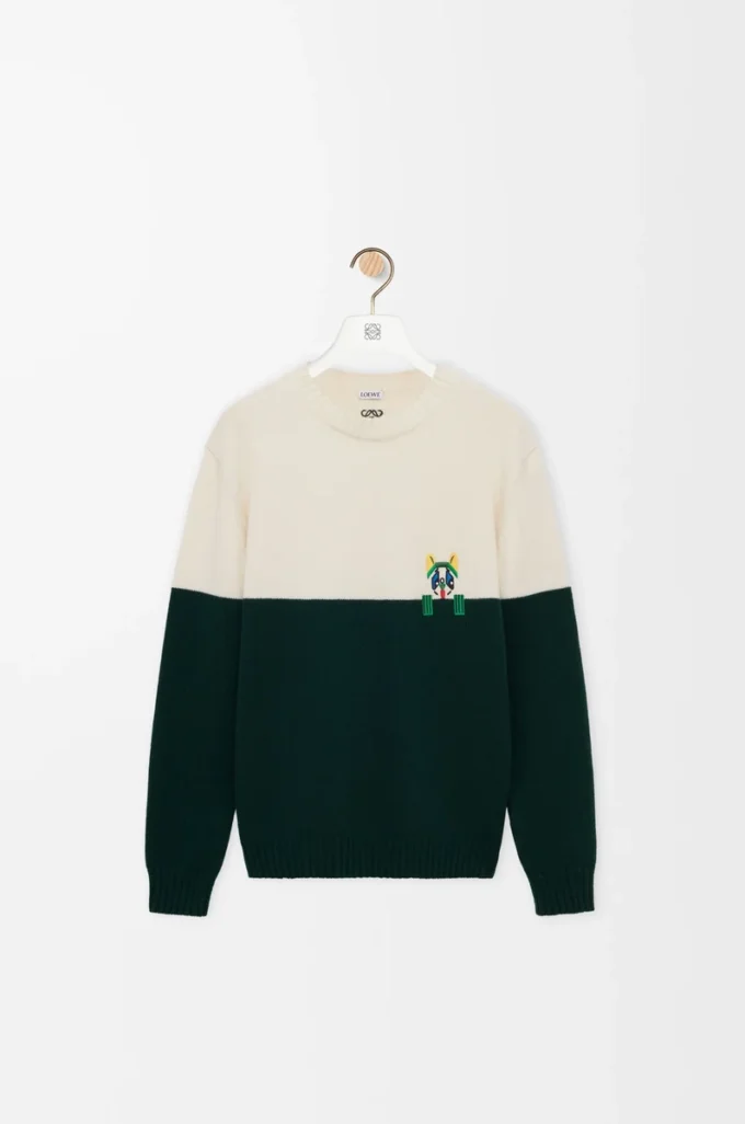 Pullover aus Wolle Weiß/Grün