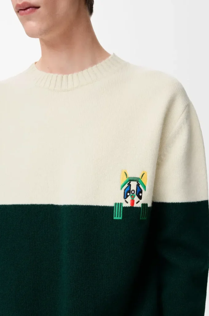 Pullover aus Wolle Weiß/Grün