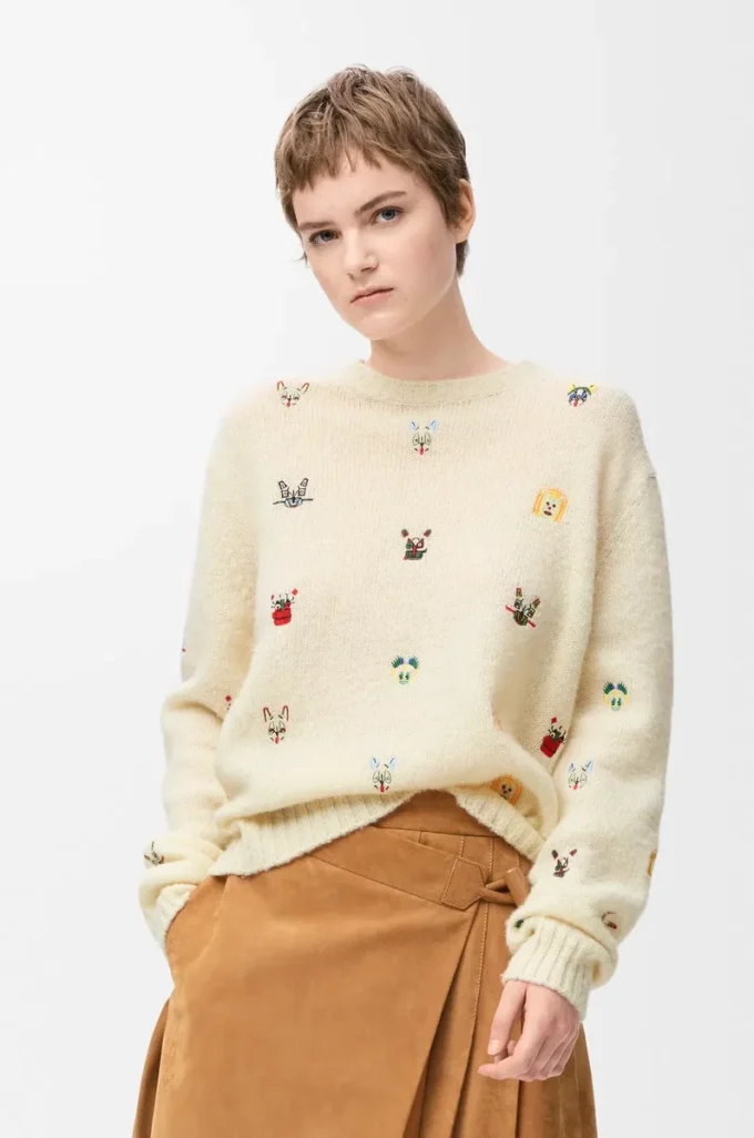 Pullover aus Wolle Weiß/Mehrfarbig