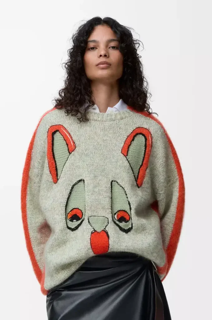 Pullover aus Wolle Weiß/Orange/Blau