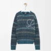 Pullover aus Wollmischung Blau/Mehrfarbig