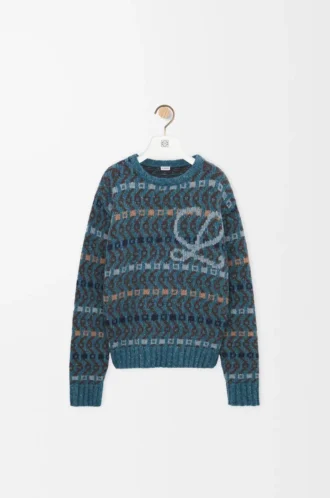 Pullover aus Wollmischung Blau/Mehrfarbig