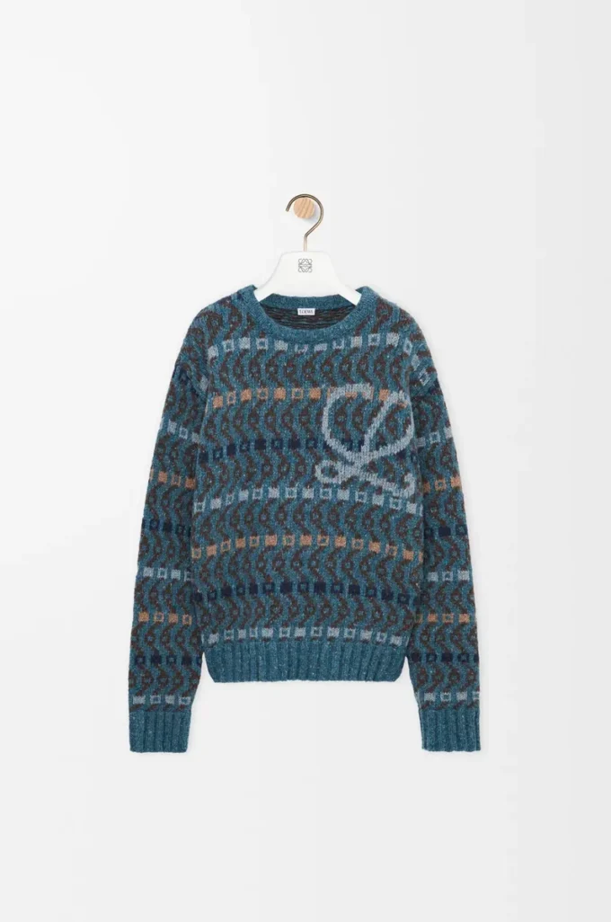 Pullover aus Wollmischung Blau/Mehrfarbig