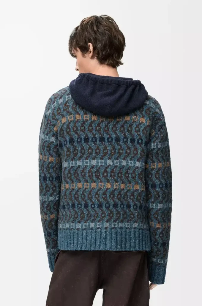 Pullover aus Wollmischung Blau/Mehrfarbig