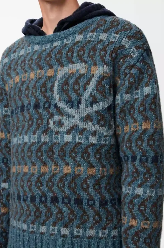 Pullover aus Wollmischung Blau/Mehrfarbig