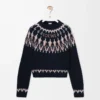 Pullover aus Wollmischung Marineblau/Mehrfarbig