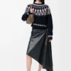 Pullover aus Wollmischung Marineblau/Mehrfarbig