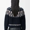 Pullover aus Wollmischung Marineblau/Mehrfarbig