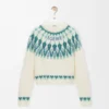 Pullover aus Wollmischung Weiß/Mint