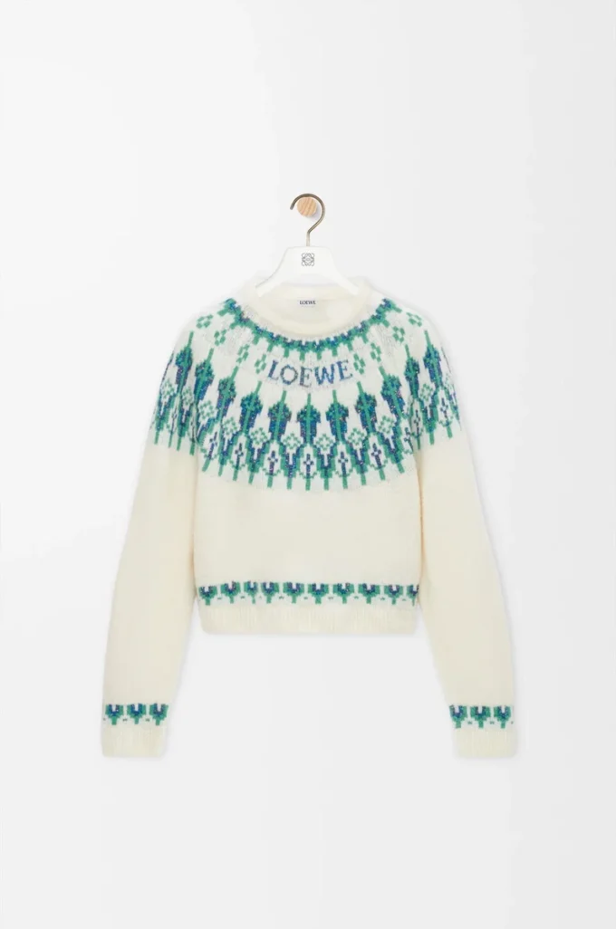 Pullover aus Wollmischung Weiß/Mint