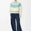 Pullover aus Wollmischung Weiß/Mint