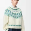 Pullover aus Wollmischung Weiß/Mint