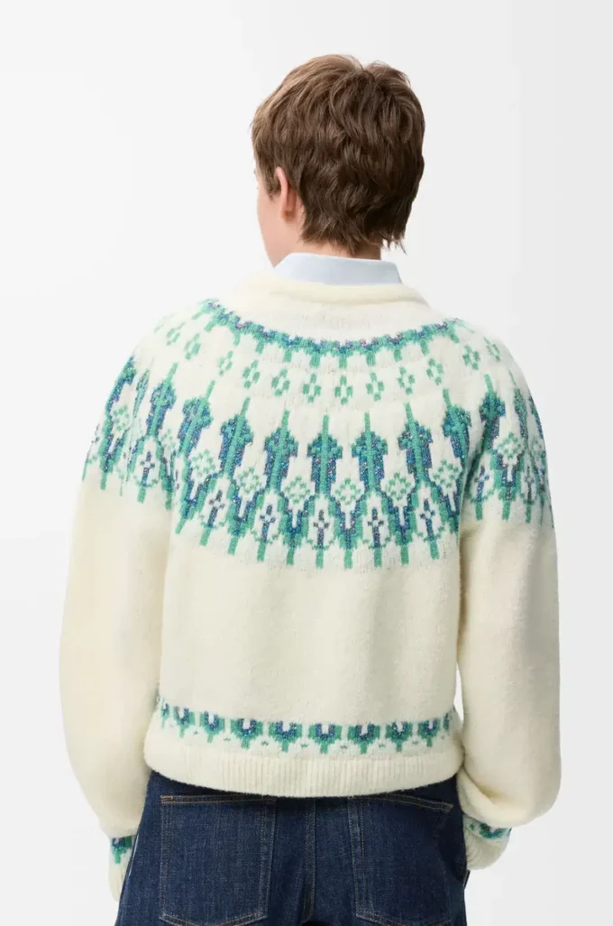 Pullover aus Wollmischung Weiß/Mint