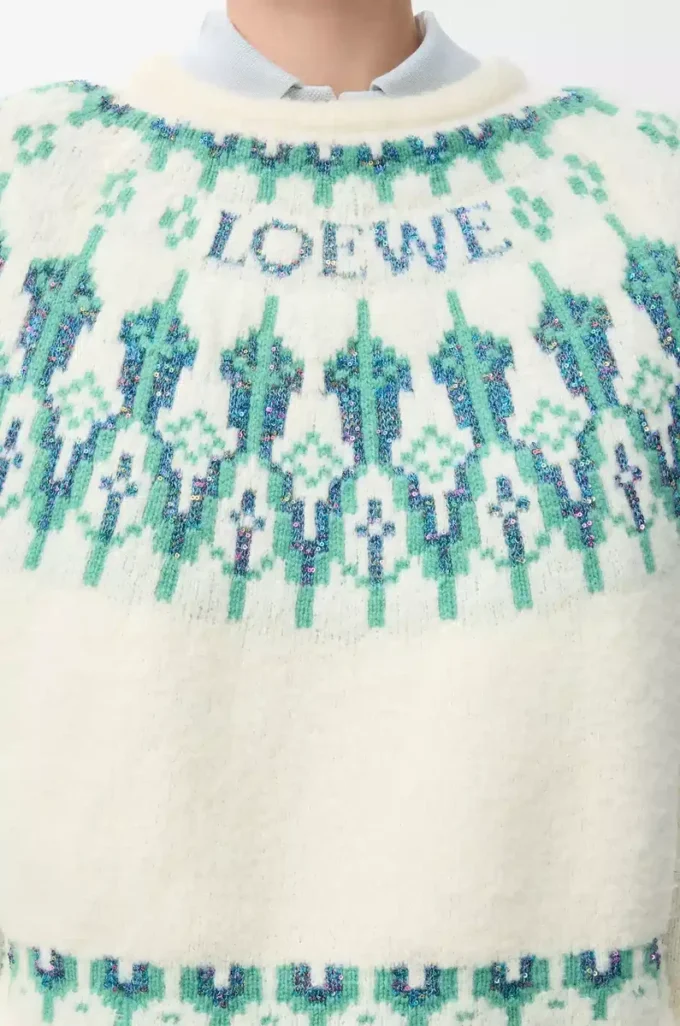 Pullover aus Wollmischung Weiß/Mint