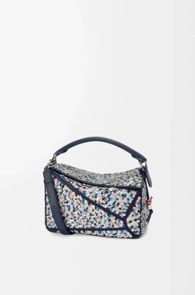 Puzzle 10 Confetti Tasche aus klassischem Kalbsleder Multicolor