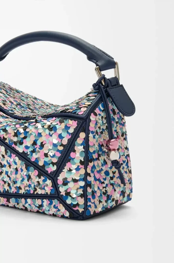 Puzzle 10 Confetti Tasche aus klassischem Kalbsleder Multicolor