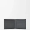 Puzzle-Bifold-Brieftasche aus klassischem Kalbsleder in Asphaltgrau/Sturmblau