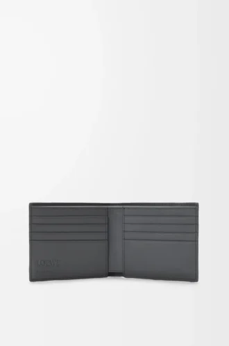 Puzzle-Bifold-Brieftasche aus klassischem Kalbsleder in Asphaltgrau/Sturmblau