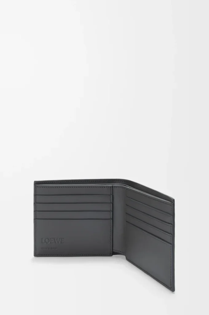 Puzzle-Bifold-Brieftasche aus klassischem Kalbsleder in Asphaltgrau/Sturmblau