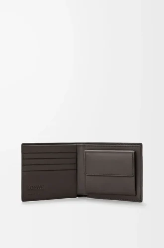Puzzle-Bifold-Geldbörse aus geschmeidigem genarbtem Kalbsleder Dunkelgrau