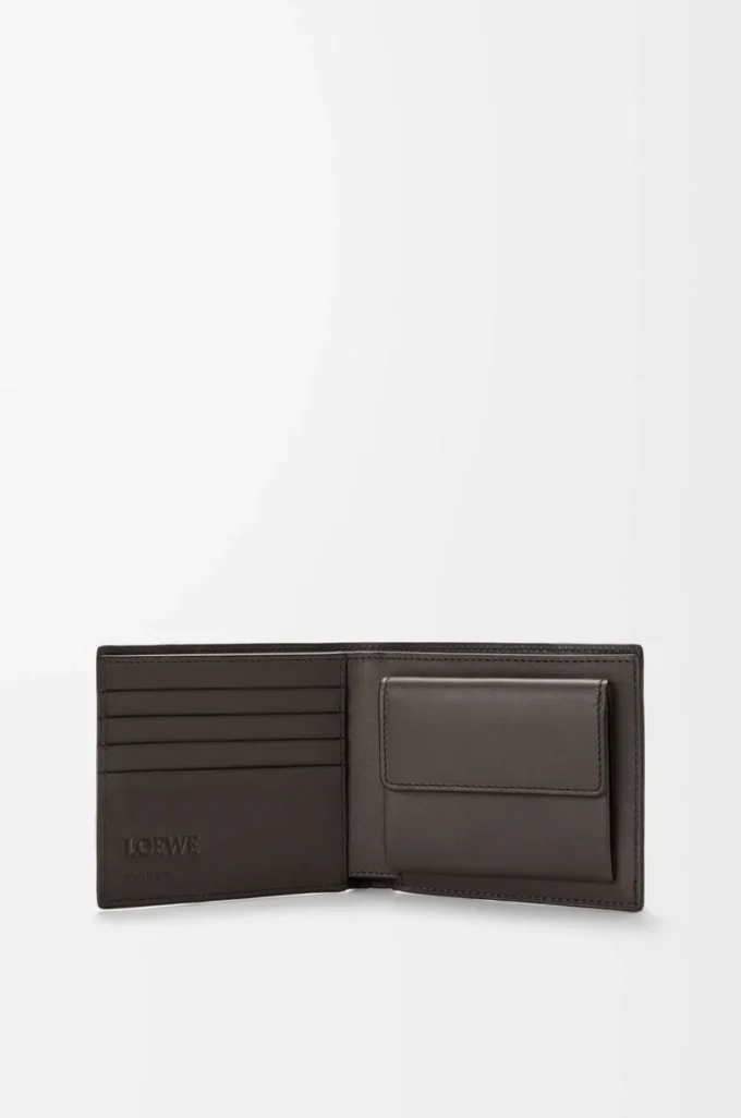 Puzzle-Bifold-Geldbörse aus geschmeidigem genarbtem Kalbsleder Dunkelgrau