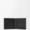Puzzle-Bifold-Geldbörse aus geschmeidigem genarbtem Kalbsleder Schwarz