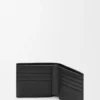Puzzle-Bifold-Geldbörse aus geschmeidigem genarbtem Kalbsleder Schwarz