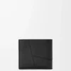 Puzzle-Bifold-Geldbörse aus geschmeidigem genarbtem Kalbsleder Schwarz